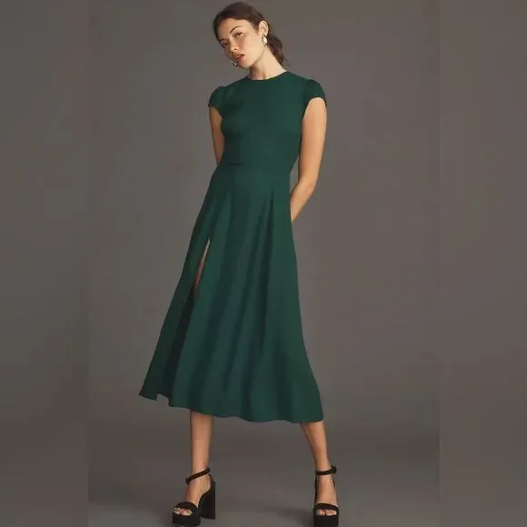 Reformation Gavin Midi Dress in Emerald - Picture 6 of 12